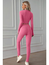 Load image into Gallery viewer, Zip Up Cropped Top and Leggings Yoga Set Activewear LoveAdora