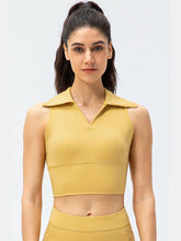 Load image into Gallery viewer, Cropped Collared Yoga Tank Activewear LoveAdora