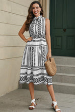 Load image into Gallery viewer, Tie Neck Printed Midi Dress