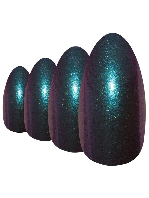 False Nails by Bling Art Green Purple Chameleon Almond Stiletto 24 Nails LoveAdora