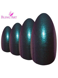 False Nails by Bling Art Green Purple Chameleon Almond Stiletto 24 Nails LoveAdora