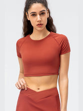 Load image into Gallery viewer, Cropped Raglan Sleeve Yoga Top Activewear LoveAdora