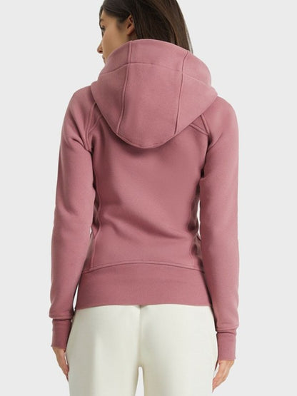 Zip Up Seam Detail Hooded Sports Jacket Activewear LoveAdora