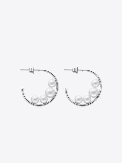 Can't Stop Your Shine Pearl C-Hoop Earrings Earrings LoveAdora