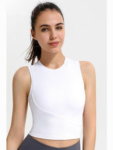 Load image into Gallery viewer, Ribbed Crisscross Round Neck Cropped Sports Tank Activewear LoveAdora