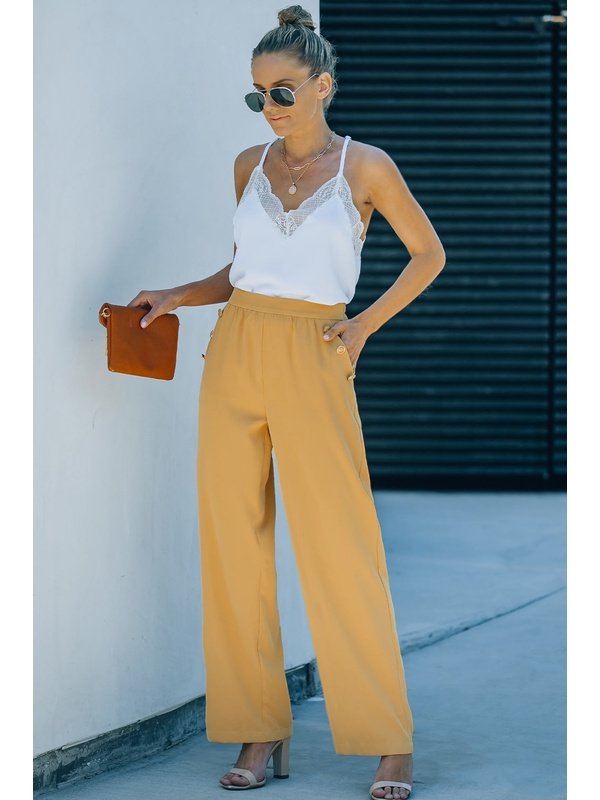 High Waist Wide Leg Pants with Pockets Pants LoveAdora