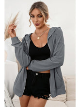 Load image into Gallery viewer, Zip Up Waffle Knit Hoodie Activewear LoveAdora
