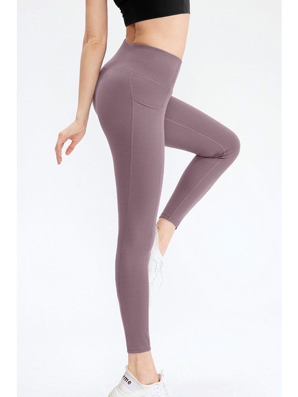 Pocketed Elastic Waistband Yoga Leggings Activewear LoveAdora