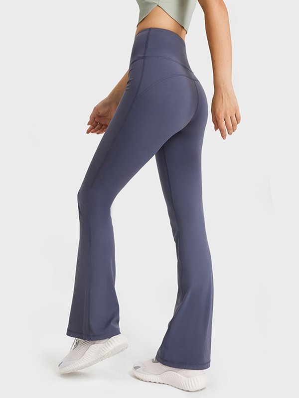 Elastic Waist Flare Yoga Pants Activewear LoveAdora
