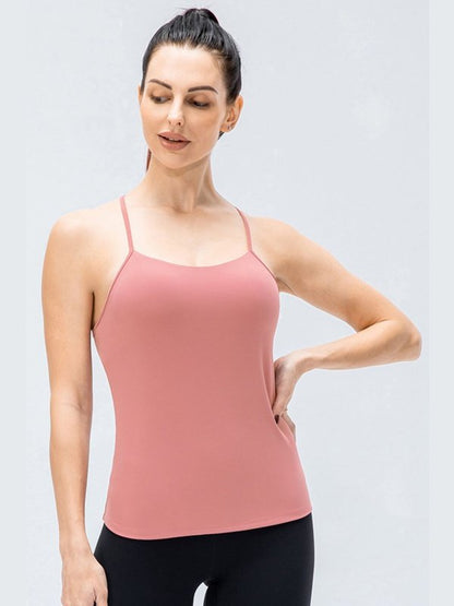 Crisscross Back Spaghetti Strap Yoga Cami Activewear LoveAdora