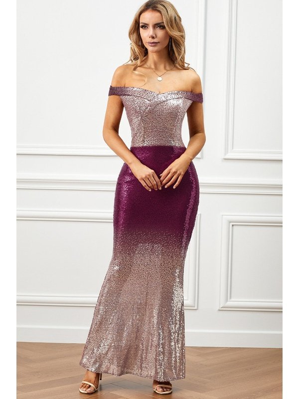 Off-the-shoulder Sequin Party Evening Maxi Dress Women's Clothing LoveAdora