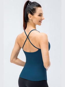 Crisscross Back Spaghetti Strap Yoga Cami Activewear LoveAdora