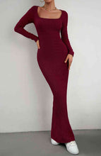 Load image into Gallery viewer, Long Sleeve Square Neck Maxi Bodycon Dress