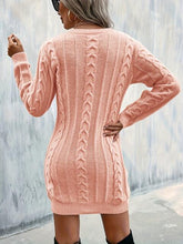 Load image into Gallery viewer, Cable-Knit V-Neck Sweater Dress