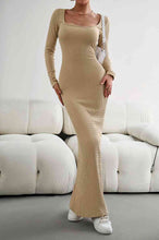 Load image into Gallery viewer, Long Sleeve Square Neck Maxi Bodycon Dress