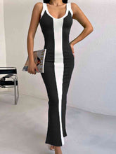 Load image into Gallery viewer, Contrast Wide Strap Slit Midi Dress