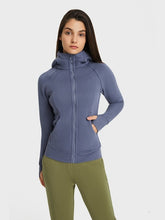 Load image into Gallery viewer, Zip Up Seam Detail Hooded Sports Jacket Activewear LoveAdora