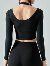 Load image into Gallery viewer, Halter Neck Long Sleeve Cropped Sports Top Activewear LoveAdora