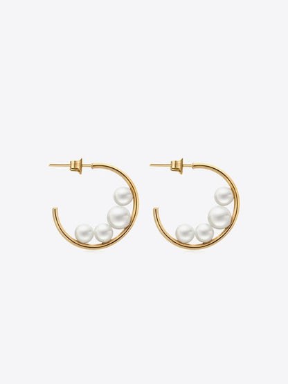 Can't Stop Your Shine Pearl C-Hoop Earrings Earrings LoveAdora