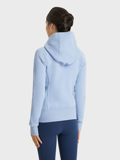 Zip Up Seam Detail Hooded Sports Jacket Activewear LoveAdora