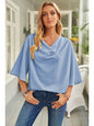 Short Sleeve Draped Blouse Tops LoveAdora