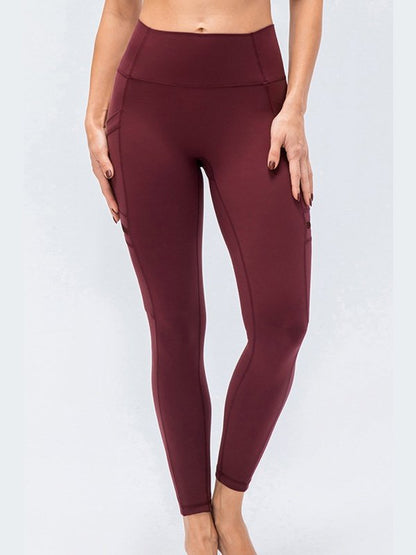 High Waist Exposed Seam Leggings with Zipper Pockets Activewear LoveAdora