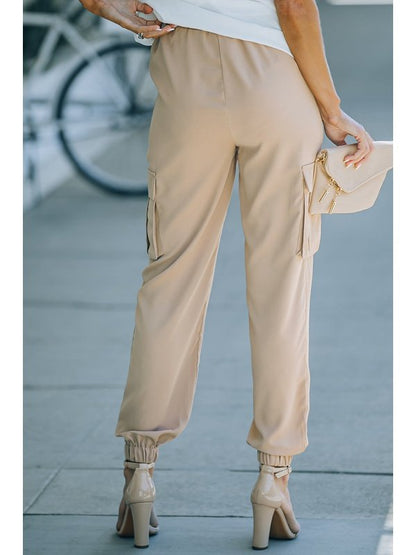 Tied High Waist Cargo Joggers Pants LoveAdora