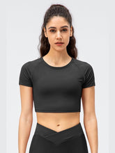 Load image into Gallery viewer, Cropped Raglan Sleeve Yoga Top Activewear LoveAdora