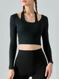 Halter Neck Long Sleeve Cropped Sports Top Activewear LoveAdora