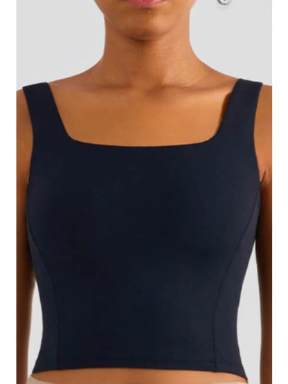 Square Neck Cropped Sports Tank Activewear LoveAdora