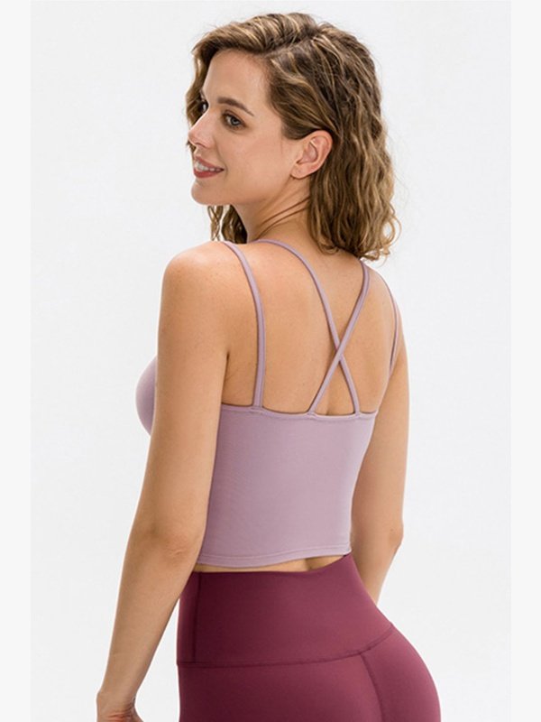 Double-Strap Cropped Yoga Cami Activewear LoveAdora
