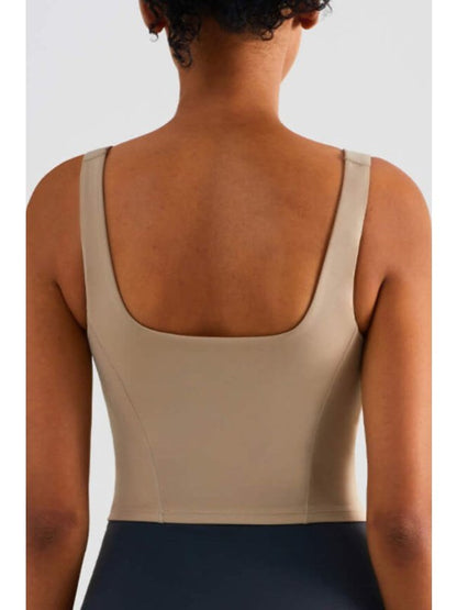 Square Neck Cropped Sports Tank Activewear LoveAdora