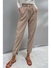 Load image into Gallery viewer, Drawstring Paperbag Waist Button Detail Pants Pants LoveAdora