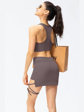 Load image into Gallery viewer, Ribbed Lace-Up Pocketed Sports Skirt Activewear LoveAdora