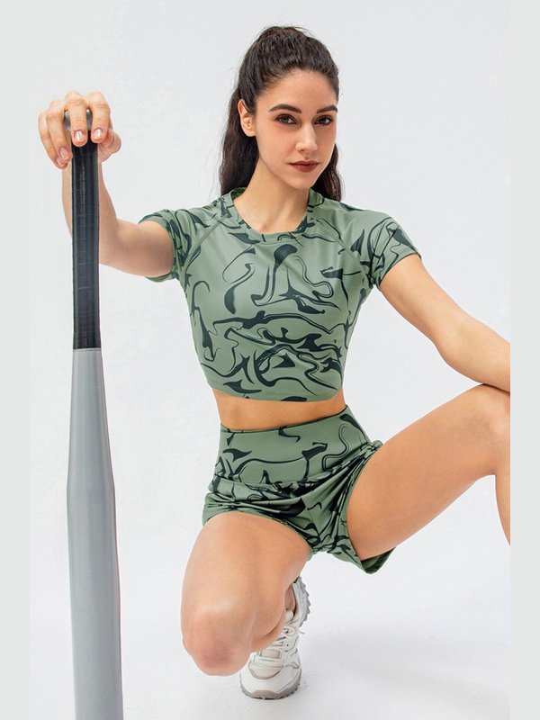 Cropped Raglan Sleeve Yoga Top Activewear LoveAdora