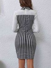 Load image into Gallery viewer, Houndstooth Collared Long Sleeve Dress