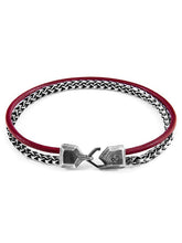 Load image into Gallery viewer, Bordeaux Red Bowspirit Mast Silver and Round Leather Bracelet Bracelet LoveAdora