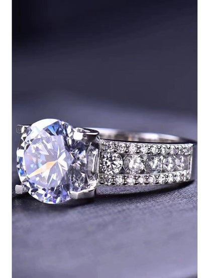 Platinum-Plated 5 Carat Moissanite Side Stone Ring Ring LoveAdora