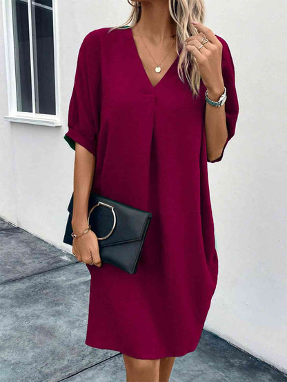 V-Neck Half Sleeve Dress