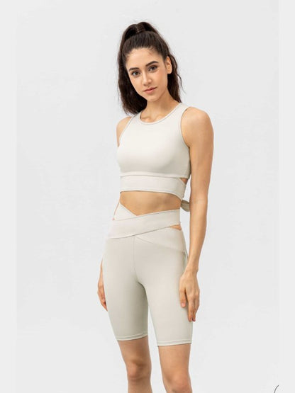 Feel Like Skin Crisscross Waist Biker Shorts Activewear LoveAdora