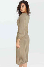 Load image into Gallery viewer, Round Neck Long Sleeve Pleated Sweater Dress