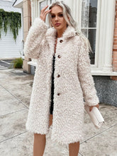 Load image into Gallery viewer, Button Front Collared Teddy Coat Jackets &amp; Coats LoveAdora