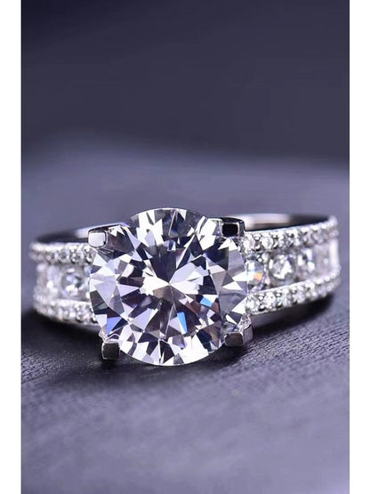 Platinum-Plated 5 Carat Moissanite Side Stone Ring Ring LoveAdora