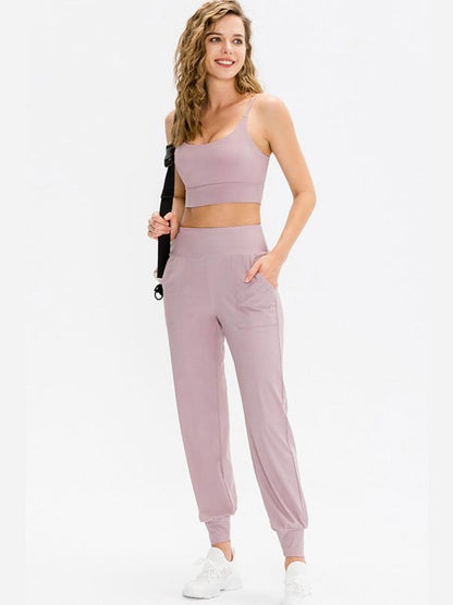 High Waist Joggers with Pockets Activewear LoveAdora