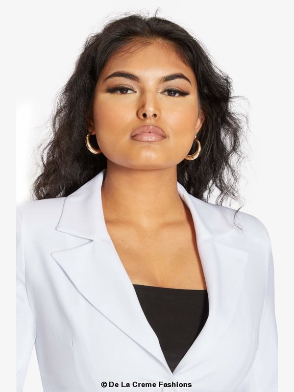 De La Creme Womens Collared Formal Longline Blazer Jackets & Coats LoveAdora