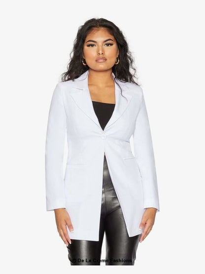 De La Creme Womens Collared Formal Longline Blazer Jackets & Coats LoveAdora