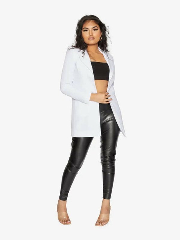 De La Creme Womens Collared Formal Longline Blazer Jackets & Coats LoveAdora