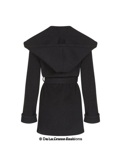 De La Creme - Women's Open Front Belted Shawl Hooded Coat Jackets & Coats LoveAdora