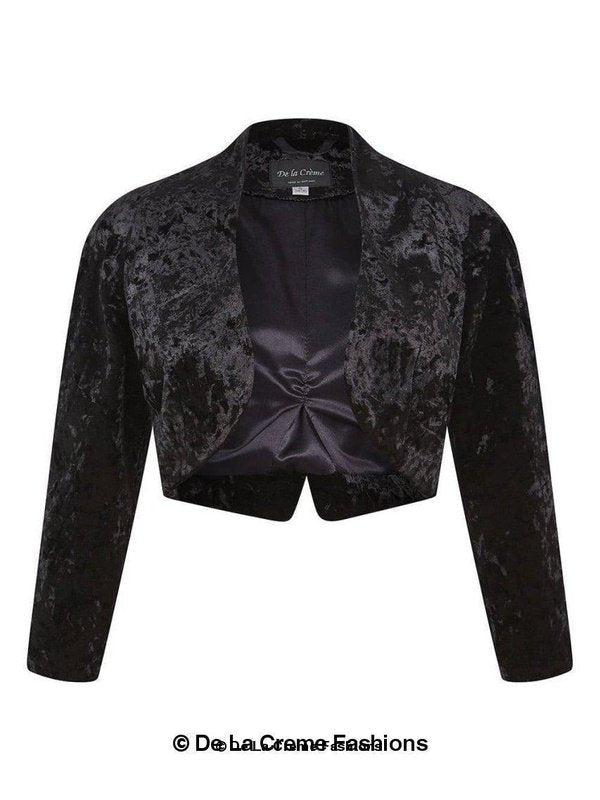 De La Creme - Womens Open Front Velvet Bolero Jackets & Coats LoveAdora