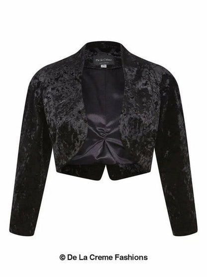 De La Creme - Womens Open Front Velvet Bolero Jackets & Coats LoveAdora